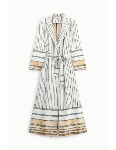 Gestreepte midi-trenchcoat met ceintuur Dixie