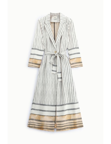 Trench rayé mi-long avec ceinture Dixie