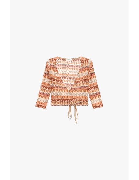 Long Sleeve Crisscross Top With Dixie Ripple Fantasy