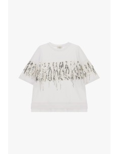 Dixie T-shirt met korte mouwen en paillettenversieringen