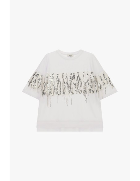 T-shirt à manches courtes avec décorations en paillettes Dixie