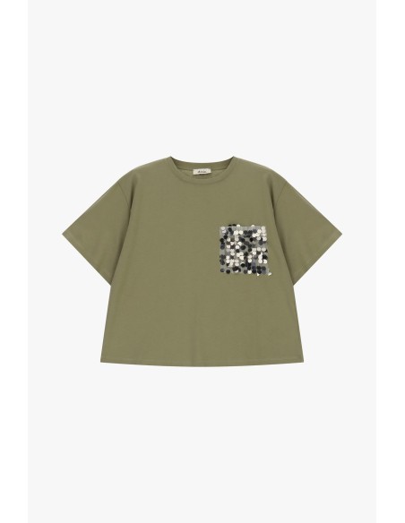 T-shirt Dixie avec poche appliquée et paillettes