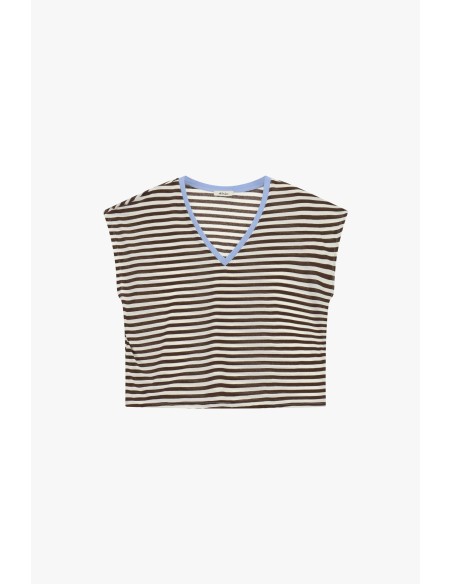 Dixie Striped V-neck Profiled Top
