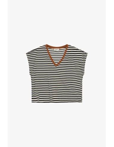 Dixie Striped V-neck Profiled Top