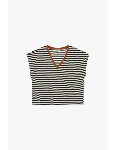 Dixie Striped V-neck Profiled Top