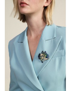 Broche florale avec émail et strass Dixie