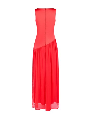 Robe longue en satin à volants et jupe drapée en Georgette froncée Rinascimento
