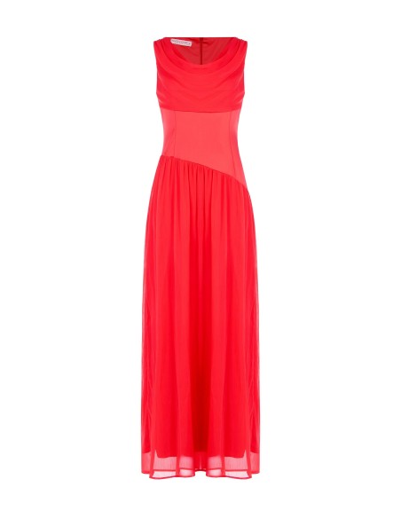 Robe longue en satin à volants et jupe drapée en Georgette froncée Rinascimento