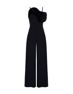 Palazzo-jumpsuit van katoen met grote gestructureerde roos, Rinascimento