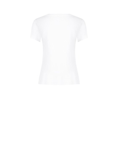 T-shirt regular en coton imprimé bleu marine et strass Rinascimento