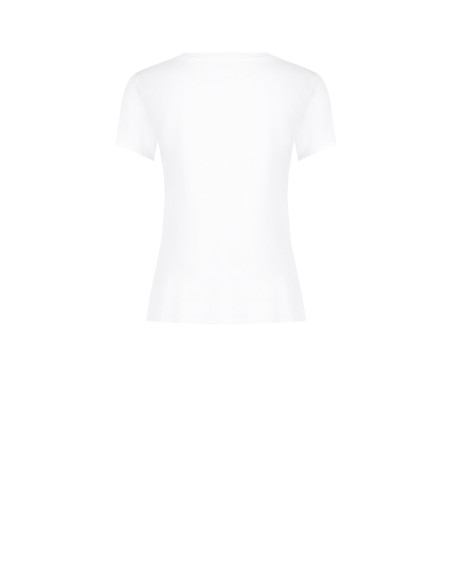 T-shirt regular en coton imprimé bleu marine et strass Rinascimento