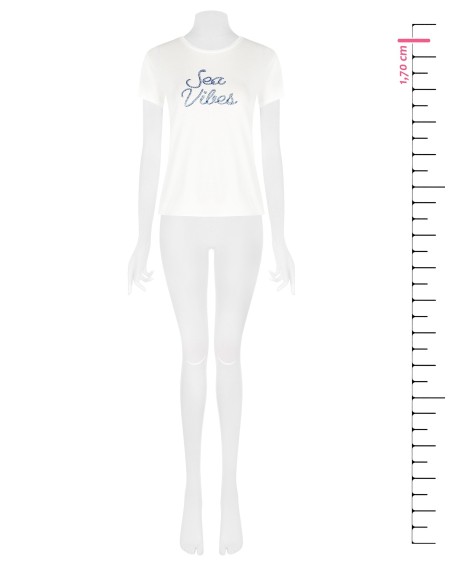 T-shirt regular en coton imprimé bleu marine et strass Rinascimento