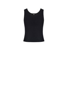Top en viscose mélangée à fines côtes avec cabochon de cristaux sur l'encolure Rinascimento 2