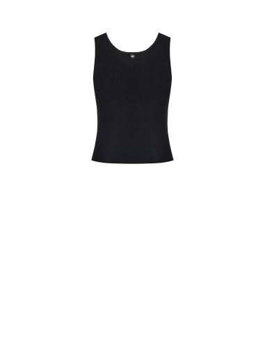 Top en mélange de viscose à fines côtes avec cristaux cabochon sur l’encolure Rinascimento