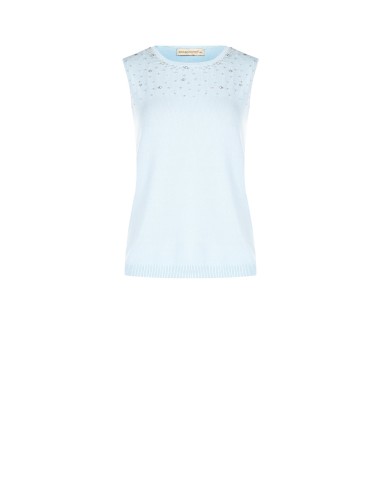 Top en maille mélangée de viscose avec perles et cristaux Rinascimento