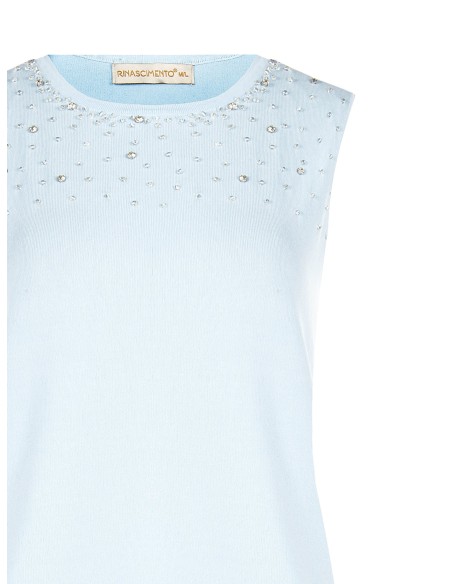 Top en maille mélangée de viscose avec perles et cristaux Rinascimento