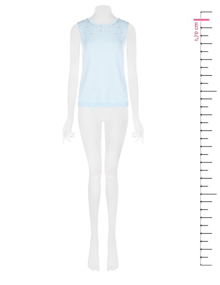 Top en maille mélangée de viscose avec perles et cristaux Rinascimento
