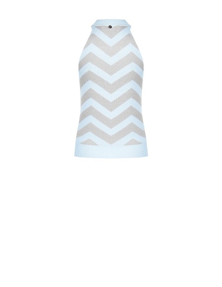 Top en maille à motif chevron et fil métallisé Lurex Rinascimento