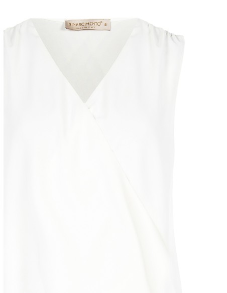 Blouse opaque en satin fluide avec col en V croisé Rinascimento