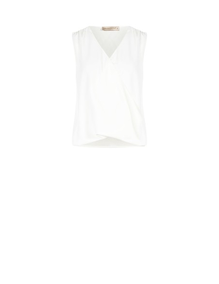 Blouse opaque en satin fluide avec col en V croisé Rinascimento