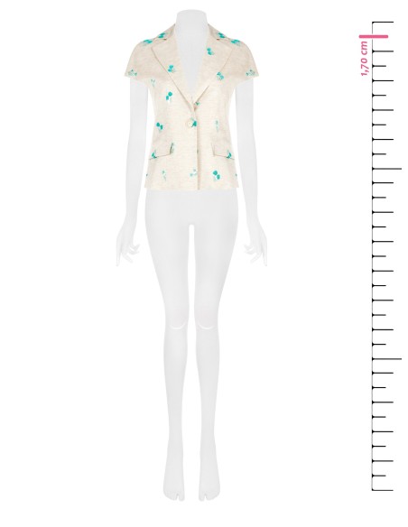 Veste cintrée en mélange de lyocell et de lin, ornée de broderies de tulipes et de paillettes, Rinascimento