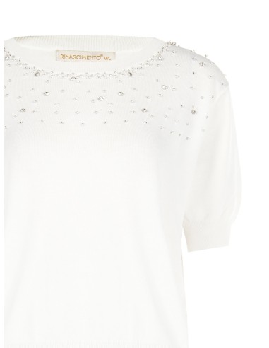 Pull léger en mélange de viscose avec perles et cristaux Rinascimento