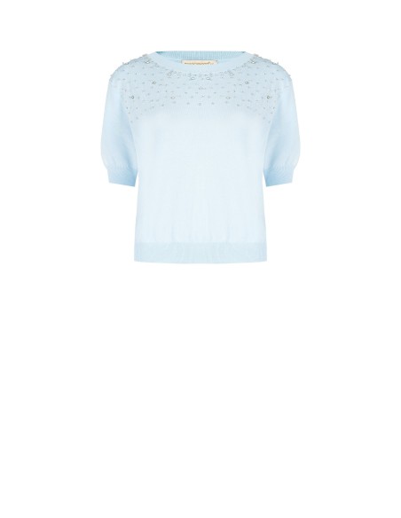Pull léger en mélange de viscose avec perles et cristaux Rinascimento