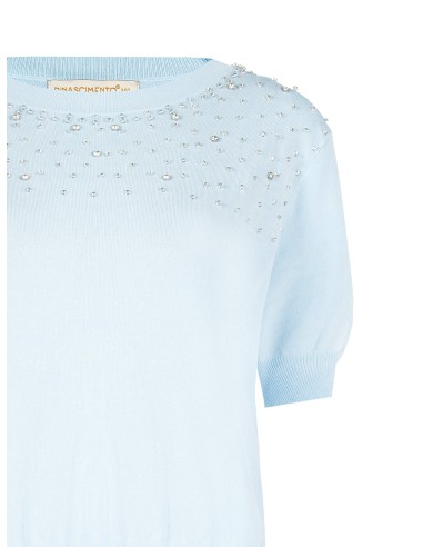 Pull léger en mélange de viscose avec perles et cristaux Rinascimento