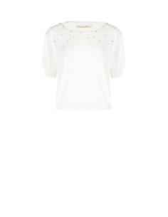 Pull léger en mélange de viscose avec perles et cristaux Rinascimento