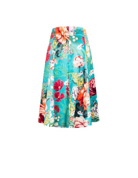 Jupe longue froncée en satin Duchesse avec poches Rinascimento