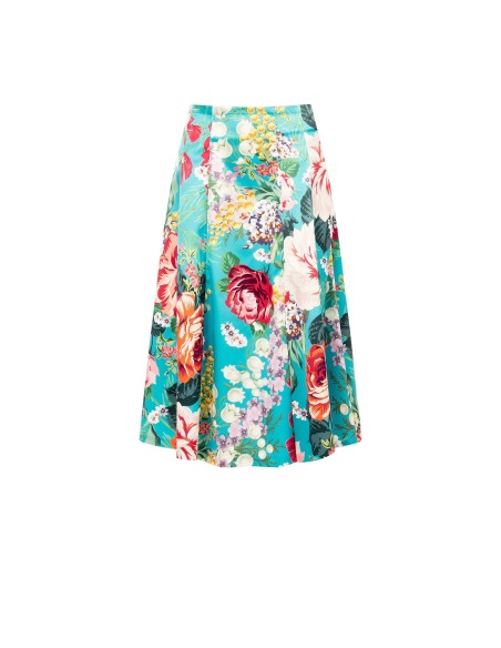 Jupe longue froncée en satin Duchesse avec poches Rinascimento