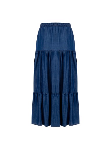 Jupe longue à volants en denim léger Rinascimento Curvy