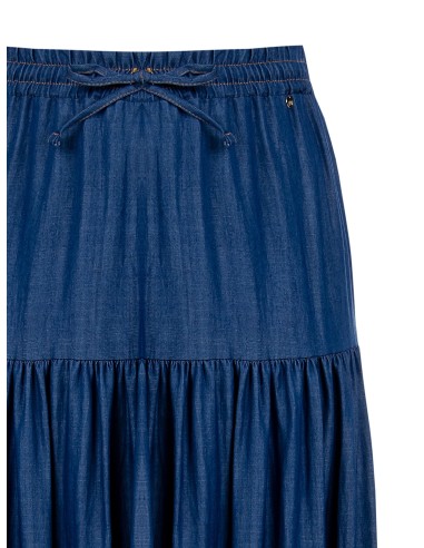 Jupe longue à volants en denim léger Rinascimento Curvy
