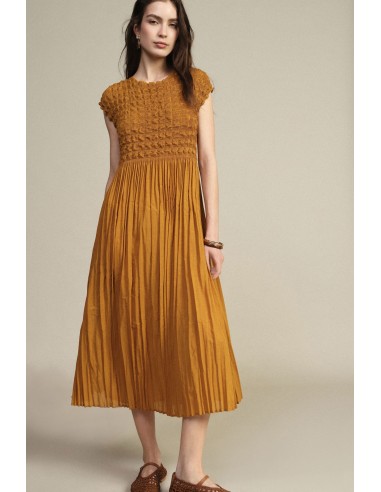 Dixie-jurk met V-hals en gerimpeld detail