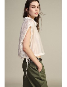 Chemisier court sans manches avec broderie florale Dixie