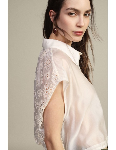 Chemisier court sans manches avec broderie florale Dixie