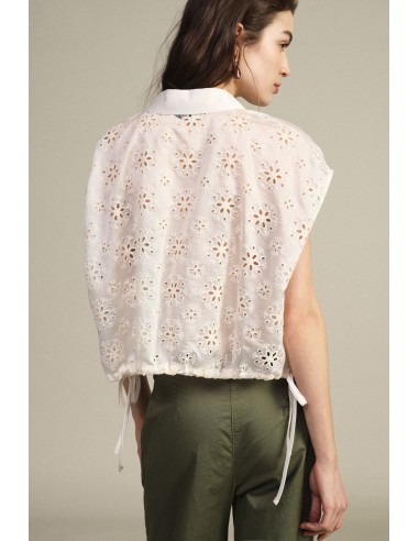 Cropped mouwloos overhemd met geborduurde bloemen Dixie