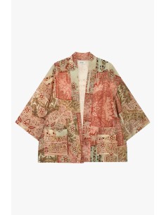 Manteau long à motif patchwork avec manches amples Dixie 2