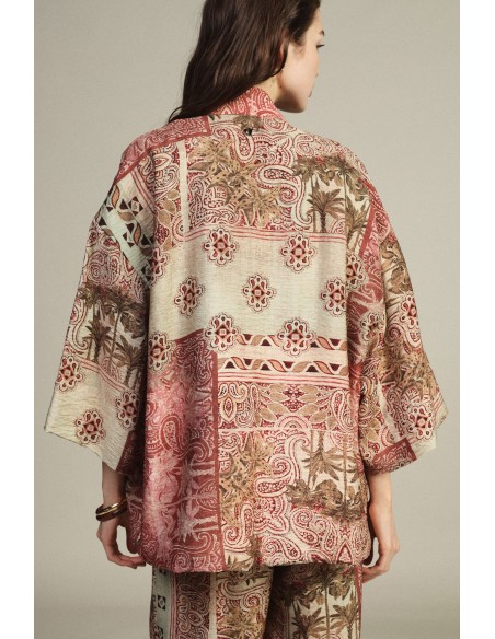Manteau long à motif patchwork avec manches amples Dixie