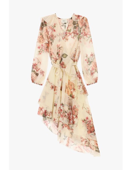 Robe à imprimé floral avec volants asymétriques Dixie