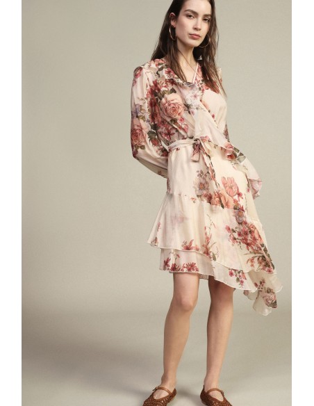 Robe à imprimé floral avec volants asymétriques Dixie