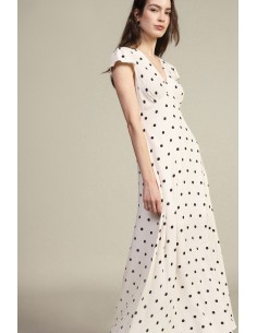 Robe longue à pois et à manches volantées Dixie