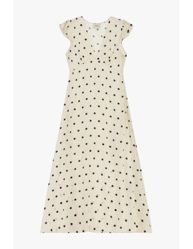 Robe longue à pois et à manches volantées Dixie