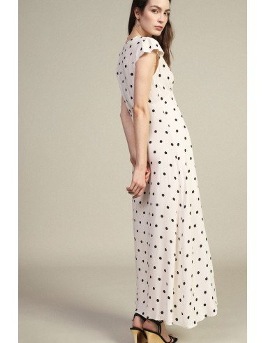 Robe longue à pois et à manches volantées Dixie