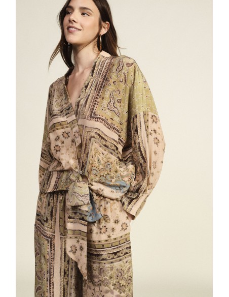 Blouse fantaisie avec nœud frontal et manches longues Dixie
