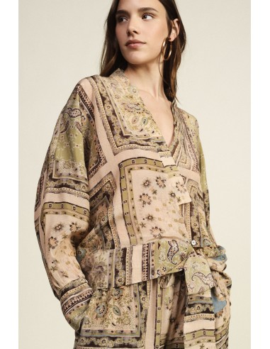Blouse fantaisie avec nœud frontal et manches longues Dixie