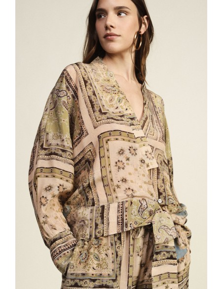 Blouse fantaisie avec nœud frontal et manches longues Dixie