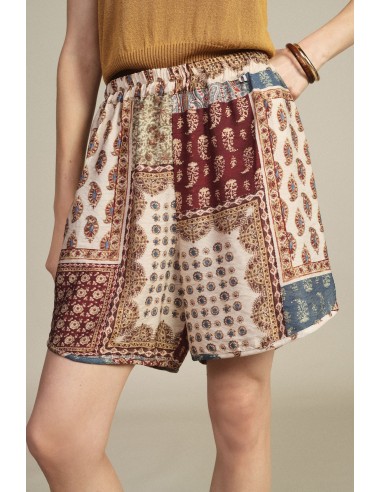 Short coupe regular à imprimé patchwork paisley Dixie