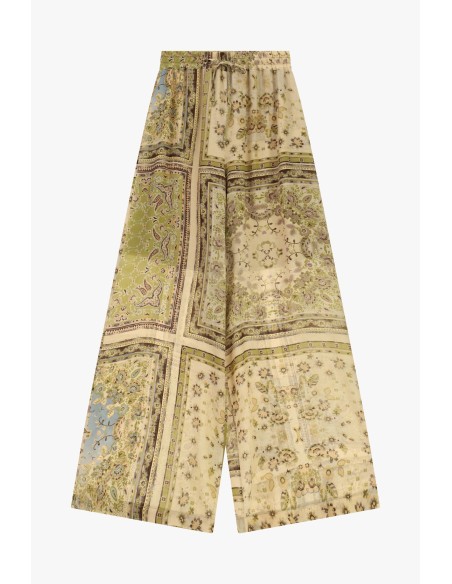 Pantalon palazzo imprimé patchwork à taille élastiquée Dixie