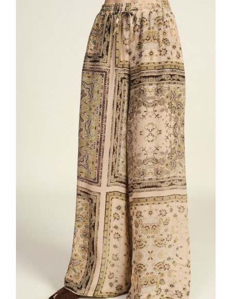 Pantalon palazzo imprimé patchwork à taille élastiquée Dixie